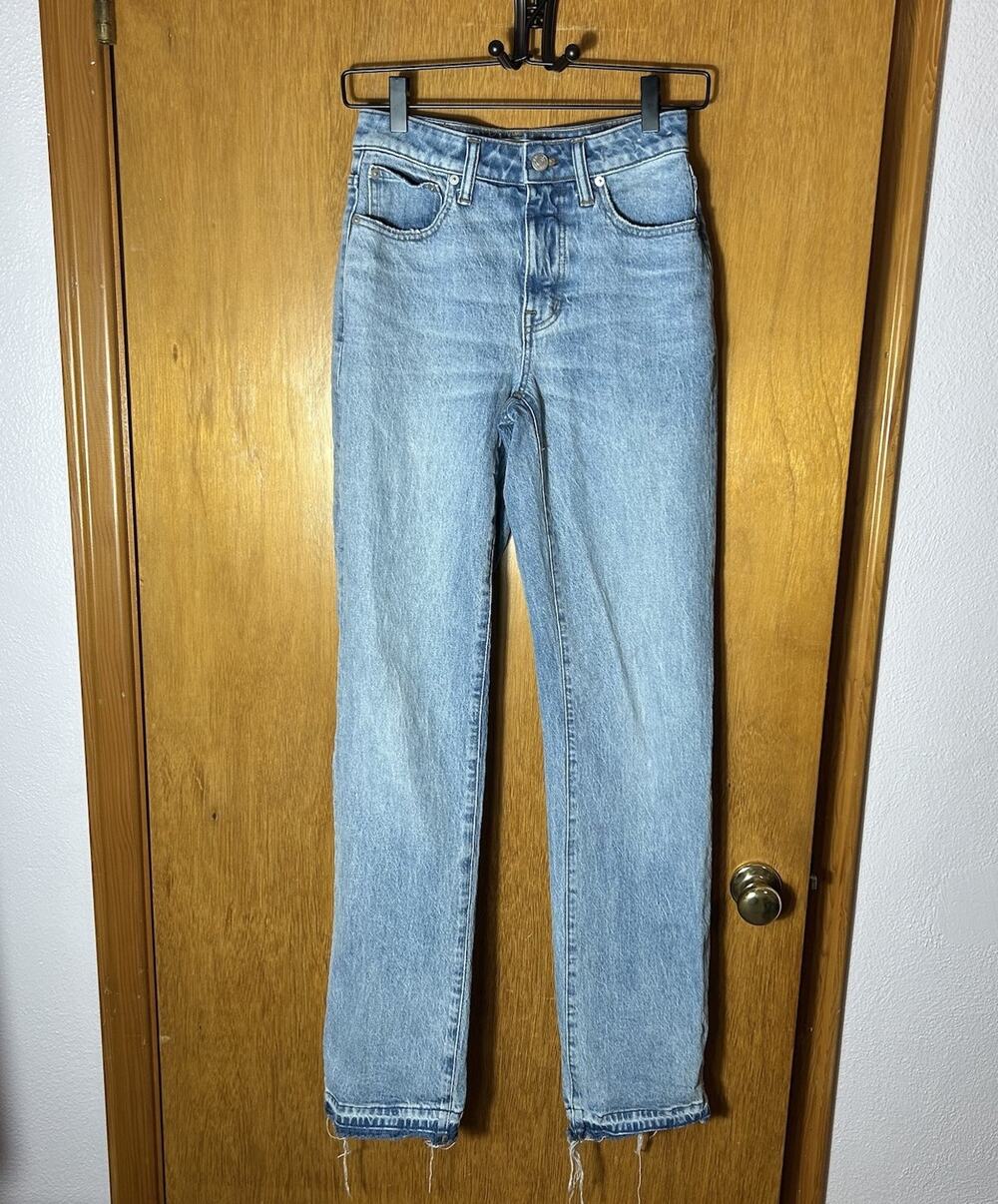 Madewell The Curvy '90s Straight Mid-Rise Jean Barbosa Wash Raw Hem Size 23 Tall